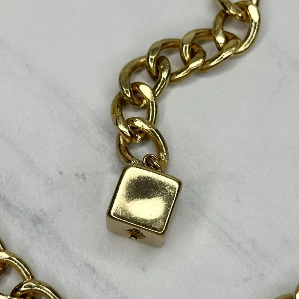 Cream Woven Gold Tone Metal Chain Link Belt One Size ✨
